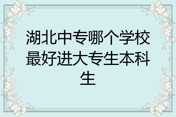 湖北中专哪个学校最好进大专生本科生