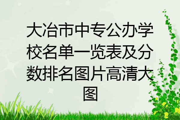 大冶市中专公办学校名单一览表及分数排名图片高清大图