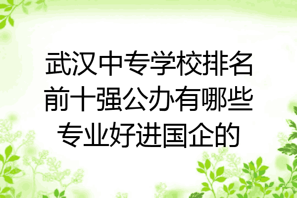 武汉中专学校排名前十强公办有哪些专业好进国企的
