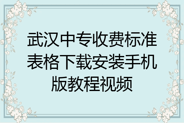 武汉中专收费标准表格下载安装手机版教程视频