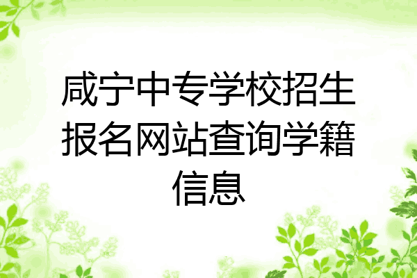 咸宁中专学校招生报名网站查询学籍信息