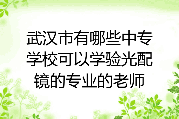 武汉市有哪些中专学校可以学验光配镜的专业的老师