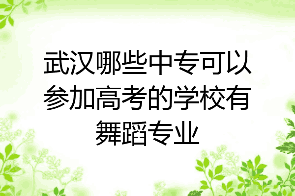 武汉哪些中专可以参加高考的学校有舞蹈专业