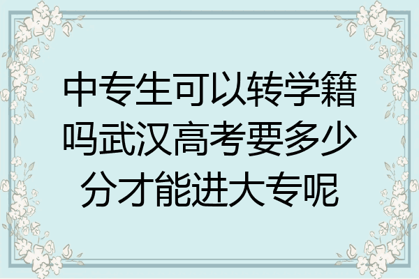 中专生可以转学籍吗武汉高考要多少分才能进大专呢