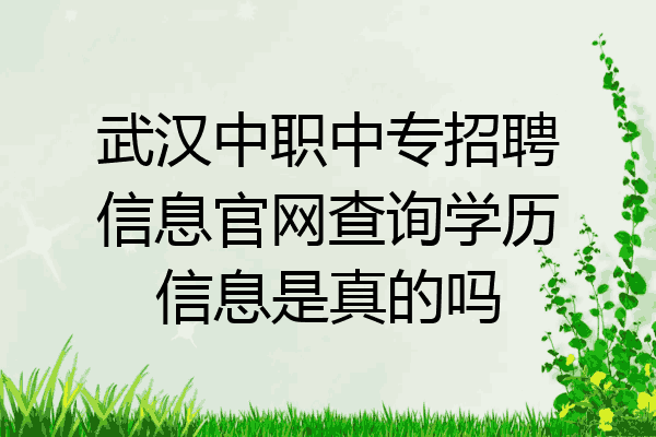 武汉中职中专招聘信息官网查询学历信息是真的吗