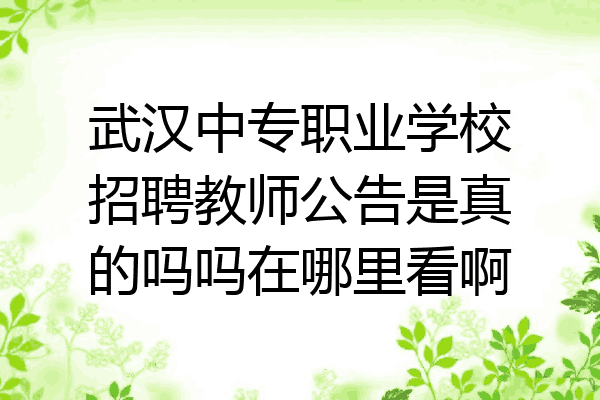 武汉中专职业学校招聘教师公告是真的吗吗在哪里看啊