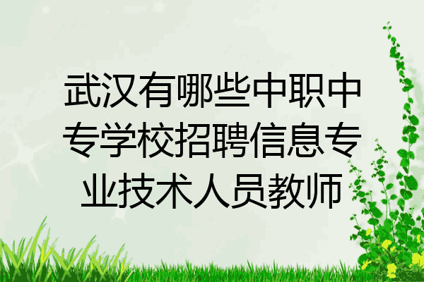 武汉有哪些中职中专学校招聘信息专业技术人员教师
