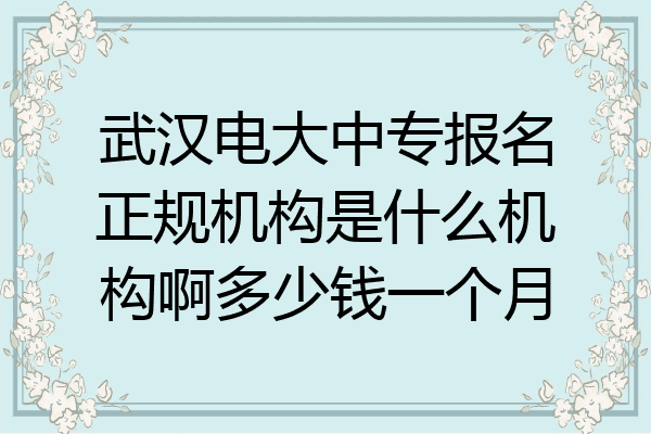 武汉电大中专报名正规机构是什么机构啊多少钱一个月