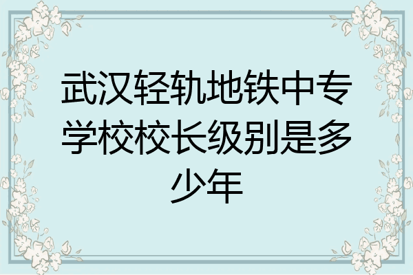 武汉轻轨地铁中专学校校长级别是多少年