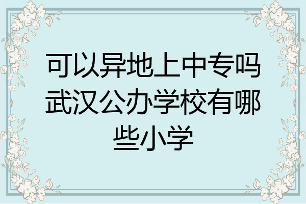 可以异地上中专吗武汉公办学校有哪些小学