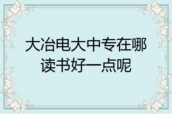 大冶电大中专在哪读书好一点呢
