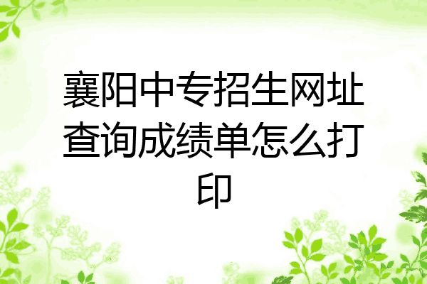 襄阳中专招生网址查询成绩单怎么打印
