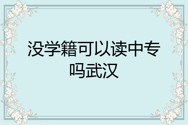 没学籍可以读中专吗武汉
