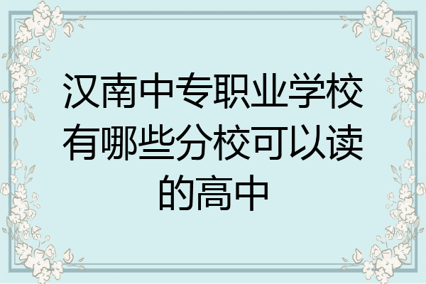 汉南中专职业学校有哪些分校可以读的高中