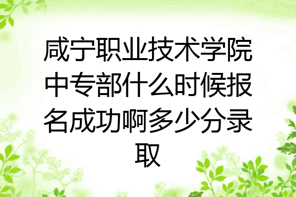 咸宁职业技术学院中专部什么时候报名成功啊多少分录取