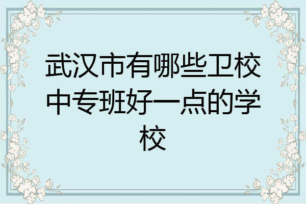 武汉市有哪些卫校中专班好一点的学校