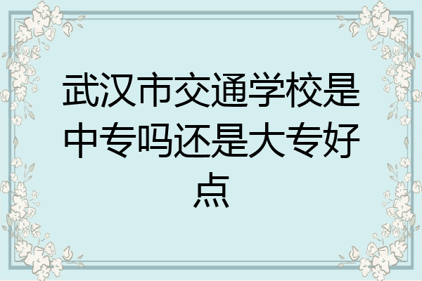 武汉市交通学校是中专吗还是大专好点