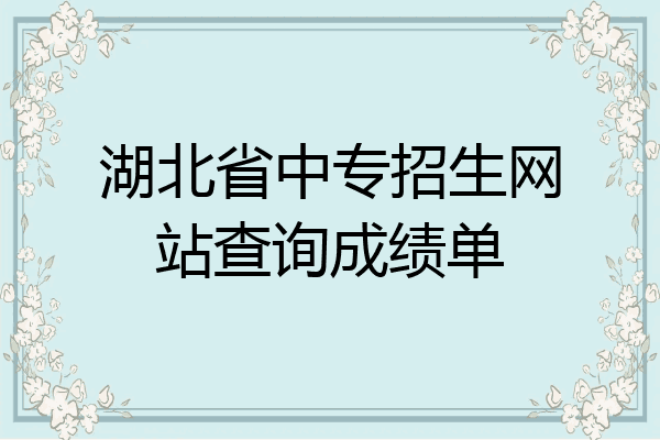 湖北省中专招生网站查询成绩单