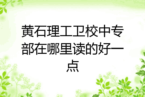 黄石理工卫校中专部在哪里读的好一点