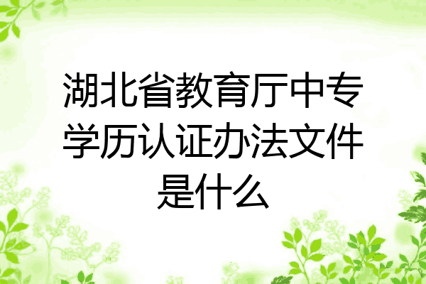 湖北省教育厅中专学历认证办法文件是什么