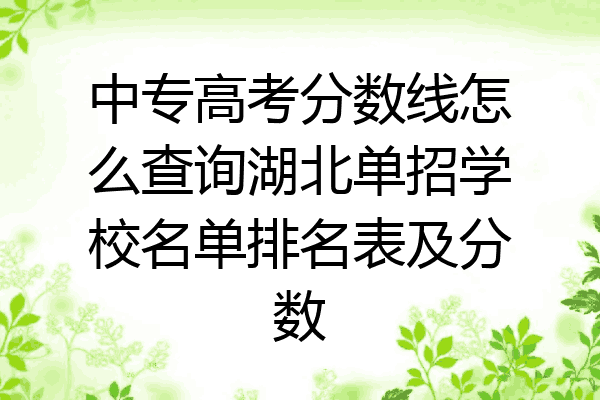 中专高考分数线怎么查询湖北单招学校名单排名表及分数