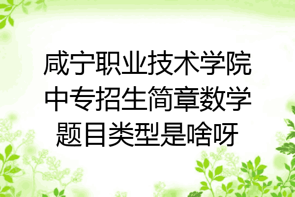 咸宁职业技术学院中专招生简章数学题目类型是啥呀