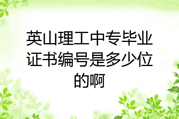 英山理工中专毕业证书编号是多少位的啊