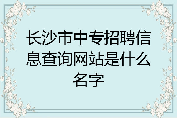 长沙市中专招聘信息查询网站是什么名字