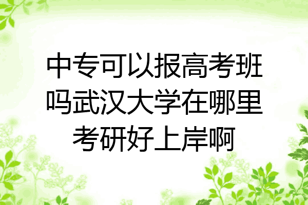 中专可以报高考班吗武汉大学在哪里考研好上岸啊
