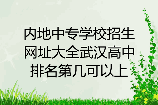 内地中专学校招生网址大全武汉高中排名第几可以上