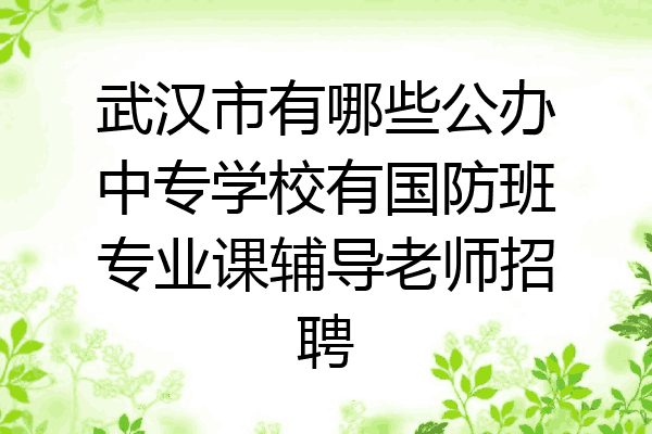 武汉市有哪些公办中专学校有国防班专业课辅导老师招聘