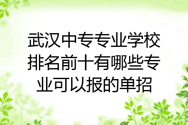 武汉中专专业学校排名前十有哪些专业可以报的单招