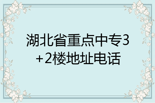 湖北省重点中专3+2楼地址电话