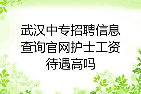 武汉中专招聘信息查询官网护士工资待遇高吗