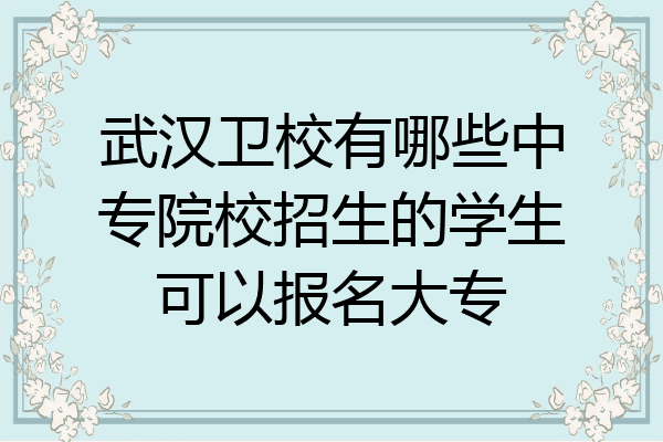 武汉卫校有哪些中专院校招生的学生可以报名大专
