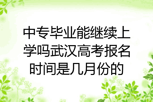 中专毕业能继续上学吗武汉高考报名时间是几月份的