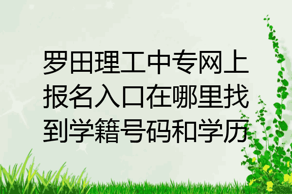 罗田理工中专网上报名入口在哪里找到学籍号码和学历