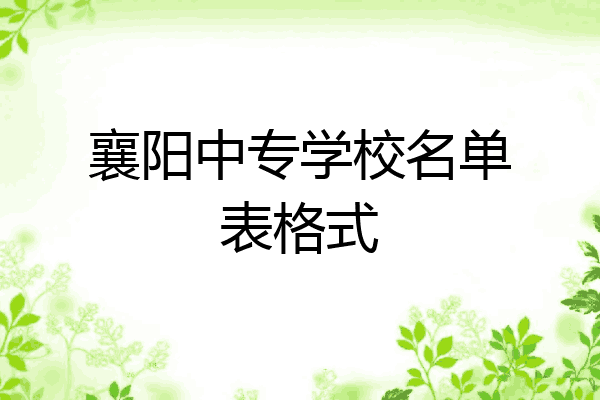 襄阳中专学校名单表格式