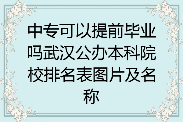 中专可以提前毕业吗武汉公办本科院校排名表图片及名称