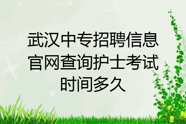武汉中专招聘信息官网查询护士考试时间多久
