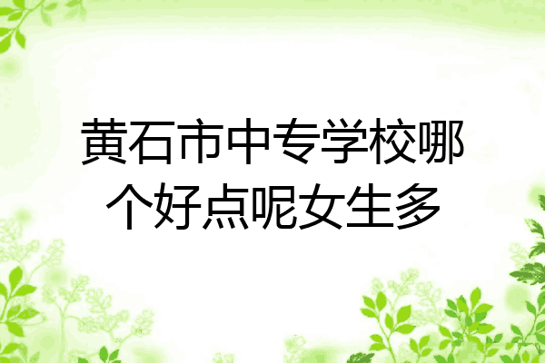 黄石市中专学校哪个好点呢女生多