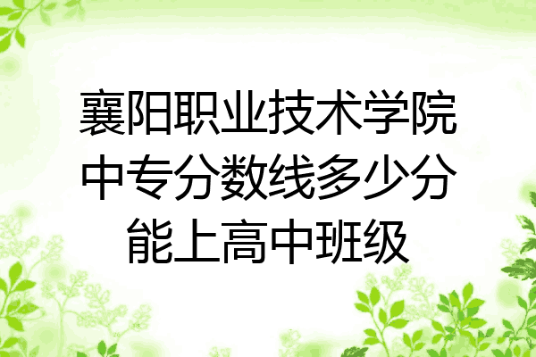 襄阳职业技术学院中专分数线多少分能上高中班级