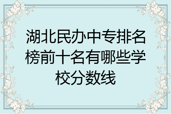 湖北民办中专排名榜前十名有哪些学校分数线