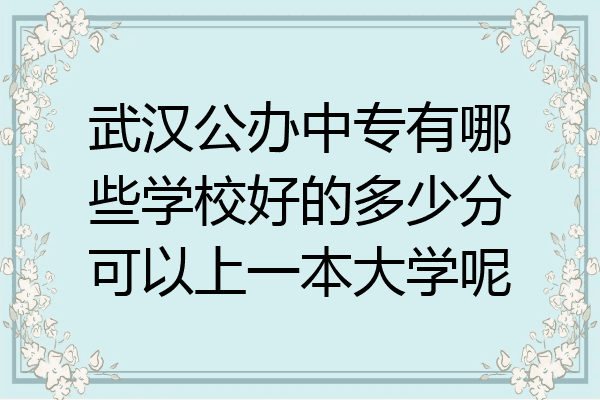 武汉公办中专有哪些学校好的多少分可以上一本大学呢