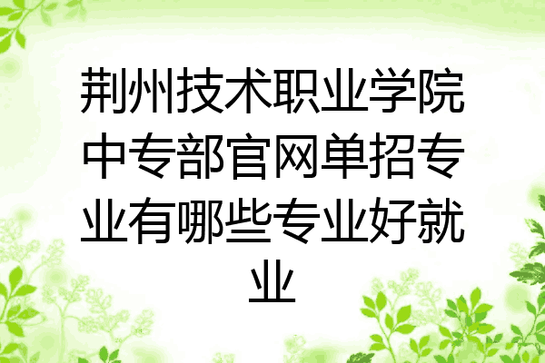 荆州技术职业学院中专部官网单招专业有哪些专业好就业