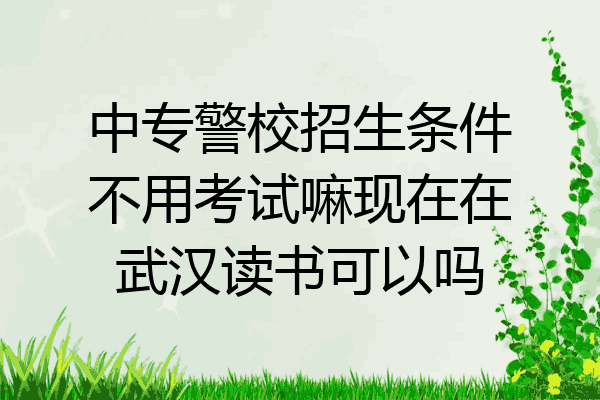 中专警校招生条件不用考试嘛现在在武汉读书可以吗