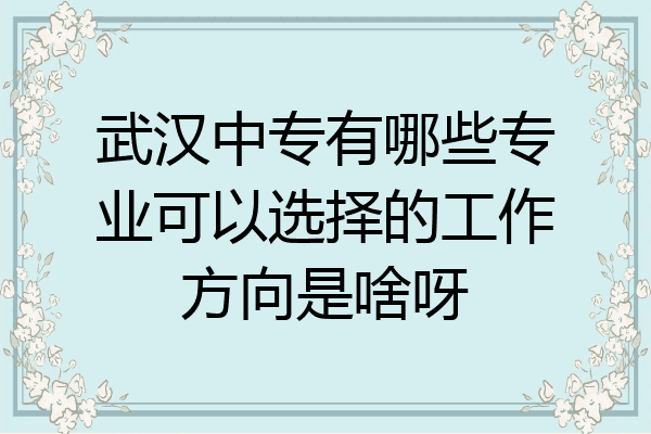 武汉中专有哪些专业可以选择的工作方向是啥呀