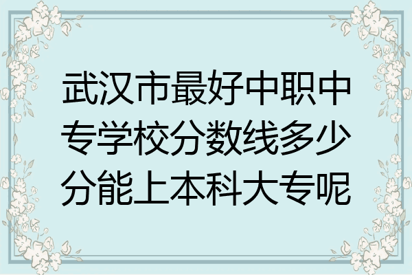 武汉市最好中职中专学校分数线多少分能上本科大专呢
