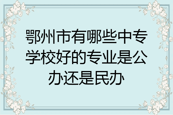 鄂州市有哪些中专学校好的专业是公办还是民办