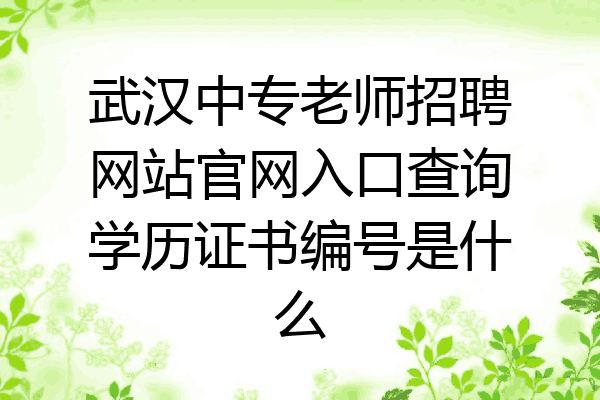 武汉中专老师招聘网站官网入口查询学历证书编号是什么
